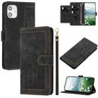 For iPhone 11 Tulips Embossed Leather Phone Case with Lanyard(Black) - 1