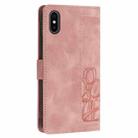 For iPhone XS / X Tulips Embossed Leather Phone Case with Lanyard(Pink) - 3