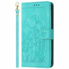 For iPhone XS Max Tulips Embossed Leather Phone Case with Lanyard(Green) - 2