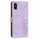 For iPhone XS Max Tulips Embossed Leather Phone Case with Lanyard(Purple) - 3