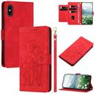 For iPhone XS Max Tulips Embossed Leather Phone Case with Lanyard(Red) - 1