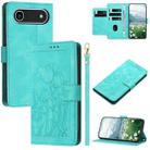 For iPhone 17 Air Tulips Embossed Leather Phone Case with Lanyard(Green) - 1