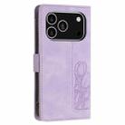 For iPhone 17 Pro Tulips Embossed Leather Phone Case with Lanyard(Purple) - 3