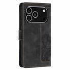 For iPhone 17 Pro Tulips Embossed Leather Phone Case with Lanyard(Black) - 3
