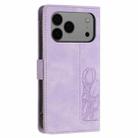 For iPhone 17 Pro Max Tulips Embossed Leather Phone Case with Lanyard(Purple) - 3