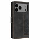 For iPhone 17 Pro Max Tulips Embossed Leather Phone Case with Lanyard(Black) - 3