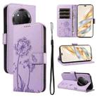 For Honor X9C 5G Global Dandelion Embossed Pattern Flip Leather Phone Case(Purple) - 1