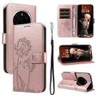 For Honor Magic7 Pro Dandelion Embossed Pattern Flip Leather Phone Case(Rose Gold) - 1