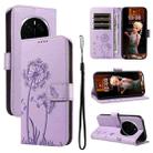 For Honor Magic7 Pro Dandelion Embossed Pattern Flip Leather Phone Case(Purple) - 1