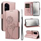 For Honor 300 Pro / 300 Ultra Dandelion Embossed Pattern Flip Leather Phone Case(Rose Gold) - 1