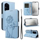 For Honor 300 Pro / 300 Ultra Dandelion Embossed Pattern Flip Leather Phone Case(Sky Blue) - 1