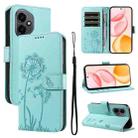 For Honor 400 Global 156.5mm Dandelion Embossed Pattern Flip Leather Phone Case(Green) - 1