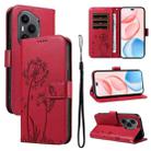 For Honor 400 Pro Global 160.8mm Dandelion Embossed Pattern Flip Leather Phone Case(Red) - 1
