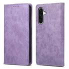 For Samsung Galaxy A36 Business Solid Color Magnetic RFID Leather Phone Case(Purple) - 1