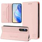 For Sony Xperia 1 V 2023 RC01 Dual-Folded Magnetic Suction RFID Leather Phone Case(Pink) - 1