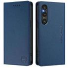 For Sony Xperia 1 V 2023 RC01 Dual-Folded Magnetic Suction RFID Leather Phone Case(Dark Blue) - 2