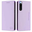 For Sony Xperia 5 IV RC01 Dual-Folded Magnetic Suction RFID Leather Phone Case(Light Purple) - 2