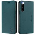 For Sony Xperia 5 IV RC01 Dual-Folded Magnetic Suction RFID Leather Phone Case(Dark Green) - 2