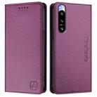 For Sony Xperia 5 IV RC01 Dual-Folded Magnetic Suction RFID Leather Phone Case(Violet) - 2