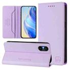 For Sony Xperia 5 VI 2024 RC01 Dual-Folded Magnetic Suction RFID Leather Phone Case(Light Purple) - 1