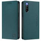 For Sony Xperia 10 IV RC01 Dual-Folded Magnetic Suction RFID Leather Phone Case(Dark Green) - 2