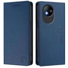 For ZTE Blade A35 Lite / A35 Core RC01 Dual-Folded Magnetic Suction RFID Leather Phone Case(Dark Blue) - 2