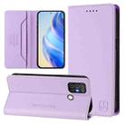 For ZTE Blade A52 RC01 Dual-Folded Magnetic Suction RFID Leather Phone Case(Light Purple) - 1