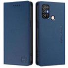 For ZTE Blade A52 RC01 Dual-Folded Magnetic Suction RFID Leather Phone Case(Dark Blue) - 2