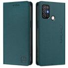 For ZTE Blade A52 RC01 Dual-Folded Magnetic Suction RFID Leather Phone Case(Dark Green) - 2