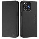 For ZTE Blade A73 4G RC01 Dual-Folded Magnetic Suction RFID Leather Phone Case(Black) - 2