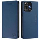 For ZTE Blade A73 4G RC01 Dual-Folded Magnetic Suction RFID Leather Phone Case(Dark Blue) - 2