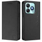 For ZTE Blade A75 4G RC01 Dual-Folded Magnetic Suction RFID Leather Phone Case(Black) - 2