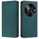 For ZTE Blade A75 5G / Nubia Focus 5G RC01 Dual-Folded Magnetic Suction RFID Leather Phone Case(Dark Green) - 2