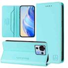 For ZTE Blade V50 Vita RC01 Dual-Folded Magnetic Suction RFID Leather Phone Case(Mint Green) - 1