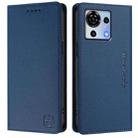 For ZTE Blade V50 Vita RC01 Dual-Folded Magnetic Suction RFID Leather Phone Case(Dark Blue) - 2