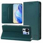 For ZTE Blade V50 Vita RC01 Dual-Folded Magnetic Suction RFID Leather Phone Case(Dark Green) - 1