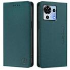 For ZTE Blade V50 Vita RC01 Dual-Folded Magnetic Suction RFID Leather Phone Case(Dark Green) - 2