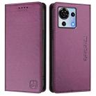 For ZTE Blade V50 Vita RC01 Dual-Folded Magnetic Suction RFID Leather Phone Case(Violet) - 2