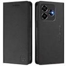 For ZTE Blade V60 Vita / V60 Design RC01 Dual-Folded Magnetic Suction RFID Leather Phone Case(Black) - 2