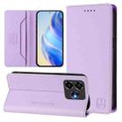 For ZTE Blade V60 Vita / V60 Design RC01 Dual-Folded Magnetic Suction RFID Leather Phone Case(Light Purple) - 1