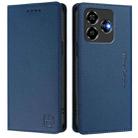 For ZTE Blade V60 Vita / V60 Design RC01 Dual-Folded Magnetic Suction RFID Leather Phone Case(Dark Blue) - 2