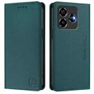 For ZTE Blade V60 Vita / V60 Design RC01 Dual-Folded Magnetic Suction RFID Leather Phone Case(Dark Green) - 2