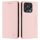 For ZTE Blade V70 Design RC01 Dual-Folded Magnetic Suction RFID Leather Phone Case(Pink) - 2