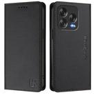For ZTE Blade V70 Design RC01 Dual-Folded Magnetic Suction RFID Leather Phone Case(Black) - 2