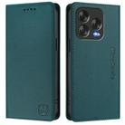 For ZTE Blade V70 Design RC01 Dual-Folded Magnetic Suction RFID Leather Phone Case(Dark Green) - 2