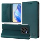 For ZTE Blade V70 Vita RC01 Dual-Folded Magnetic Suction RFID Leather Phone Case(Dark Green) - 1