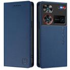 For ZTE Nubia Z60 Ultra RC01 Dual-Folded Magnetic Suction RFID Leather Phone Case(Dark Blue) - 2