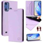 For ZTE Blade A53 Pro RC01 Dual-Folded Magnetic Suction RFID Leather Phone Case(Light Purple) - 1