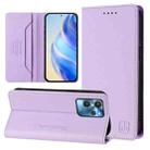 For Oukitel C32 RC01 Dual-Folded Magnetic Suction RFID Leather Phone Case(Light Purple) - 1