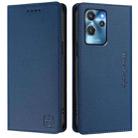 For Oukitel C32 RC01 Dual-Folded Magnetic Suction RFID Leather Phone Case(Dark Blue) - 2